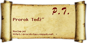 Prorok Teó névjegykártya